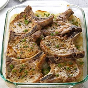 Pork Chops with Scallop Potatoes